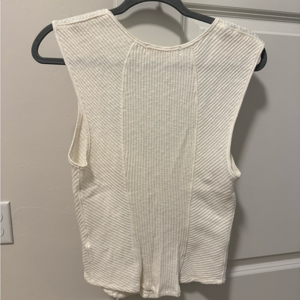 We The Free | Free People | Boss Babe White Ribbed Tank Top - Picture 4 of 4